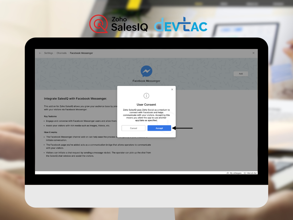 Guide to integrating Zoho SalesIQ with Facebook Messenger, showcasing how to enhance customer interactions, streamline support, and engage users through social media channels
