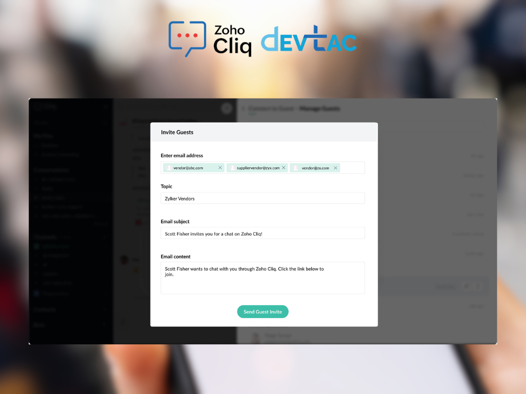 Zoho Cliq Guest Chat