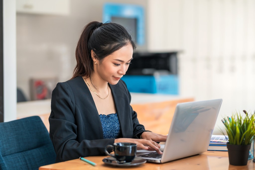 a young professional using her laptop