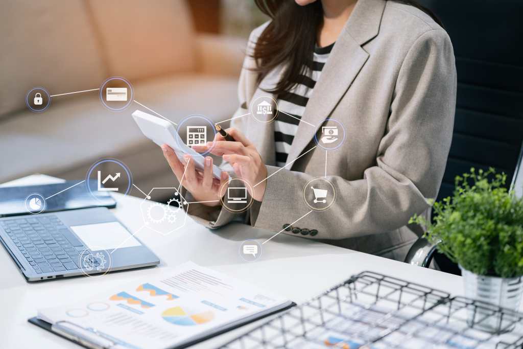 a marketing specialist checking her phone